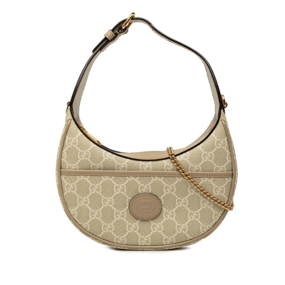 Gucci GG Supreme Half-Moon Shaped Mini Handbag Chain Shoulder Bag 2-Way 72684...